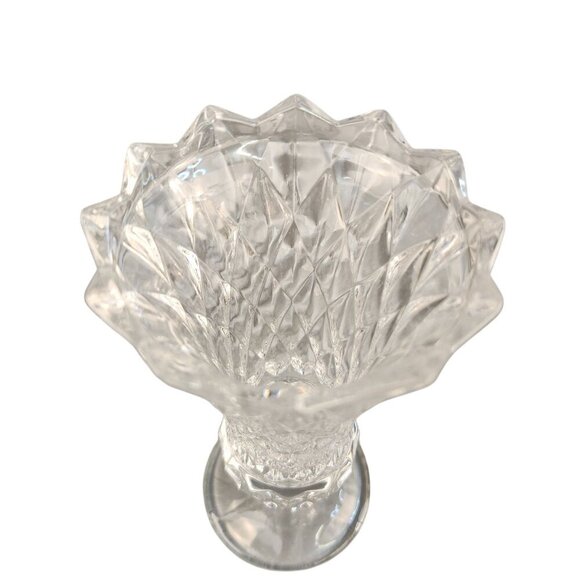 Pressed Glass  Vase Clear Diamond Cut Design Pedestal Base Decorative Vintage St - Picture 10 of 11